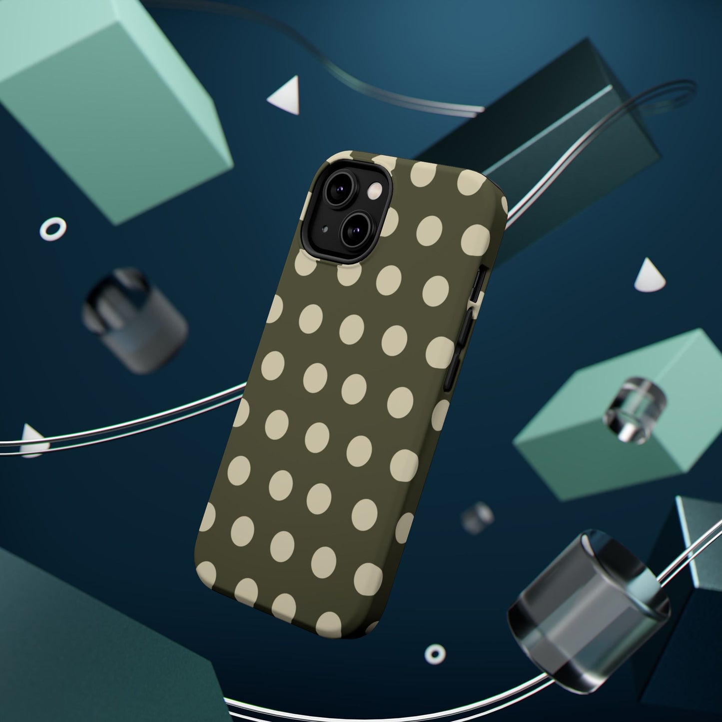 Vintage Green & Cream Polka Dots – MagSafe iPhone Case - BOGO Cases