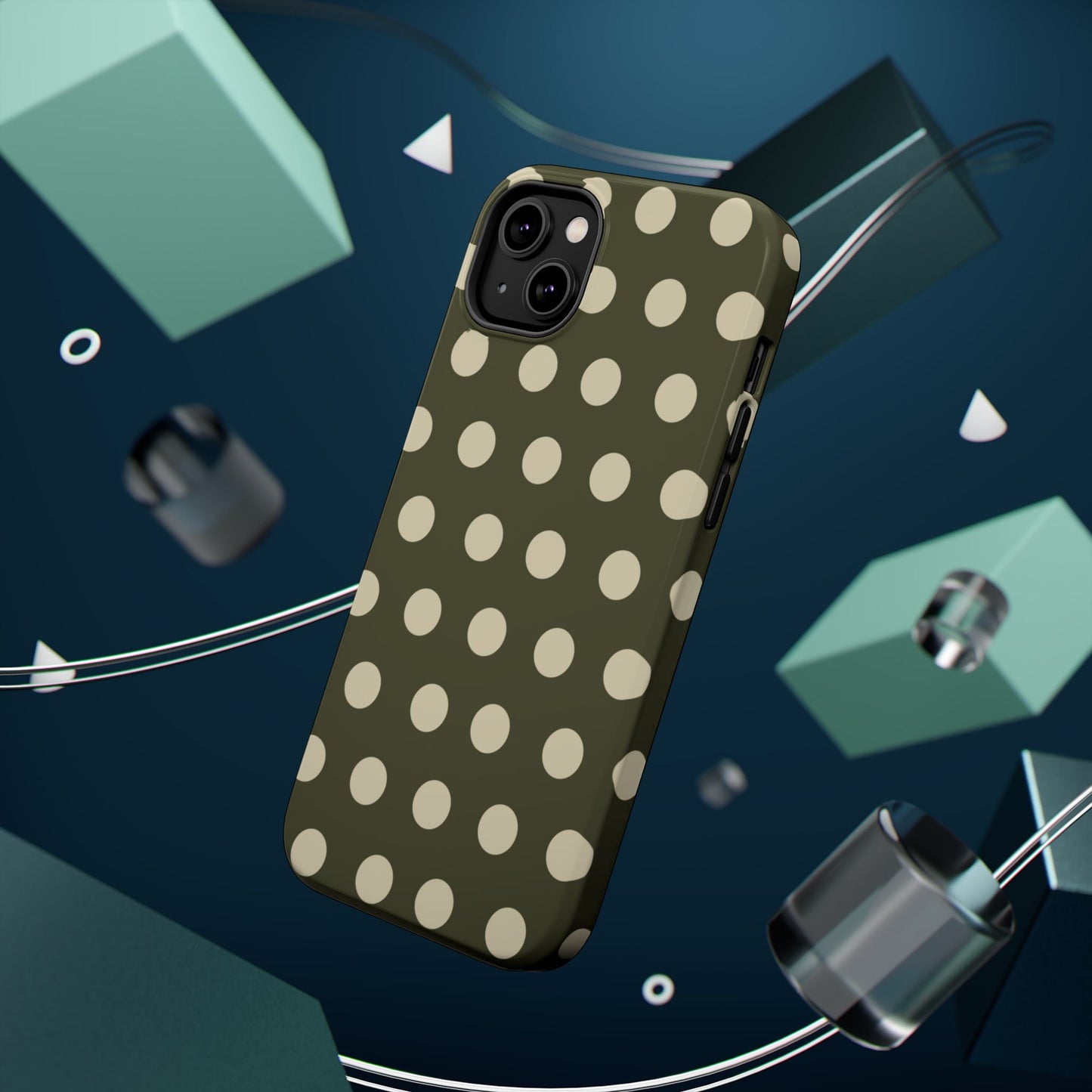 Vintage Green & Cream Polka Dots – MagSafe iPhone Case - BOGO Cases