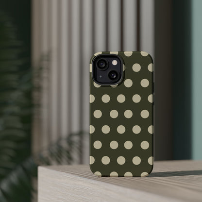 Vintage Green & Cream Polka Dots – MagSafe iPhone Case - BOGO Cases