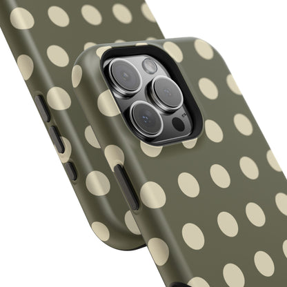 Vintage Green & Cream Polka Dots – MagSafe iPhone Case - BOGO Cases