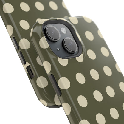 Vintage Green & Cream Polka Dots – MagSafe iPhone Case - BOGO Cases