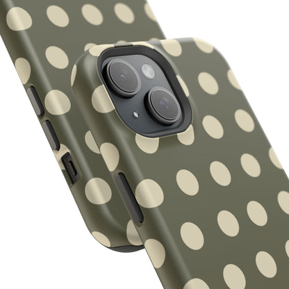 Vintage Green & Cream Polka Dots – MagSafe iPhone Case - BOGO Cases