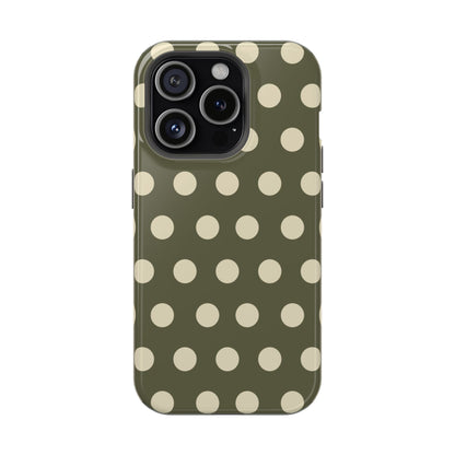 Vintage Green & Cream Polka Dots – MagSafe iPhone Case - BOGO Cases