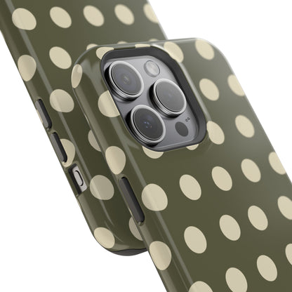 Vintage Green & Cream Polka Dots – MagSafe iPhone Case - BOGO Cases