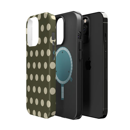 Vintage Green & Cream Polka Dots – MagSafe iPhone Case - BOGO Cases