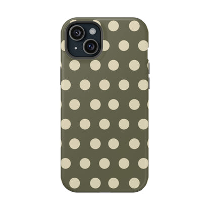Vintage Green & Cream Polka Dots – MagSafe iPhone Case - BOGO Cases