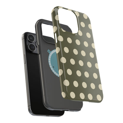 Vintage Green & Cream Polka Dots – MagSafe iPhone Case - BOGO Cases