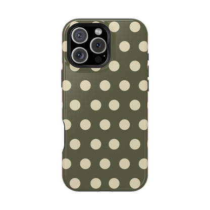 Vintage Green & Cream Polka Dots – MagSafe iPhone Case - BOGO Cases