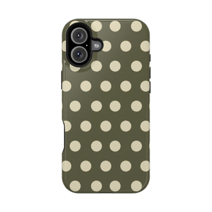 Vintage Green & Cream Polka Dots – MagSafe iPhone Case - BOGO Cases