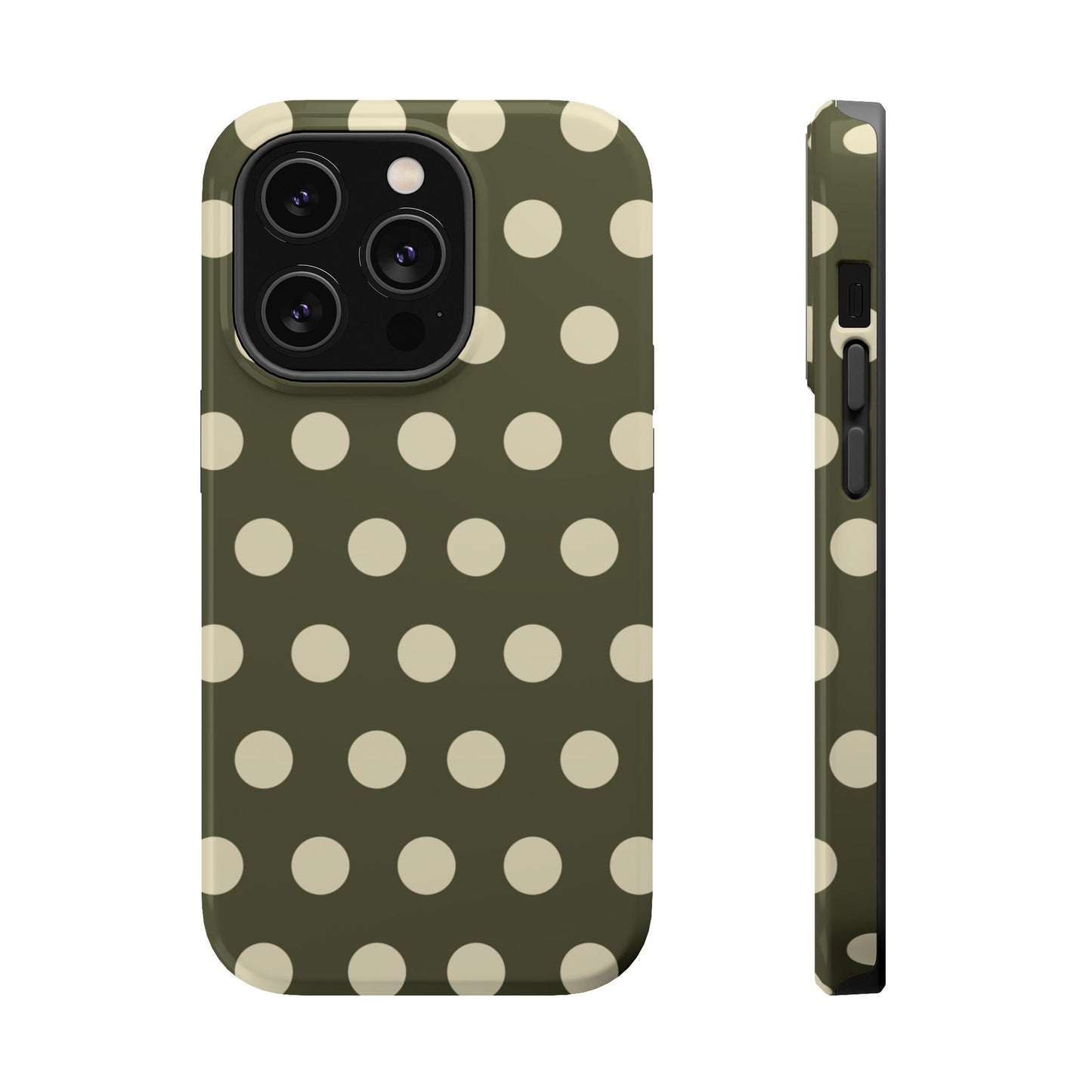 Vintage Green & Cream Polka Dots – MagSafe iPhone Case - BOGO Cases