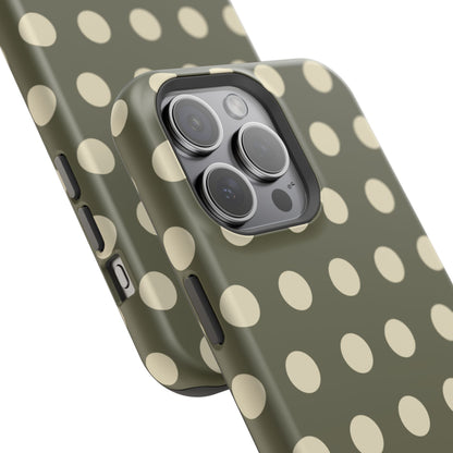 Vintage Green & Cream Polka Dots – MagSafe iPhone Case - BOGO Cases