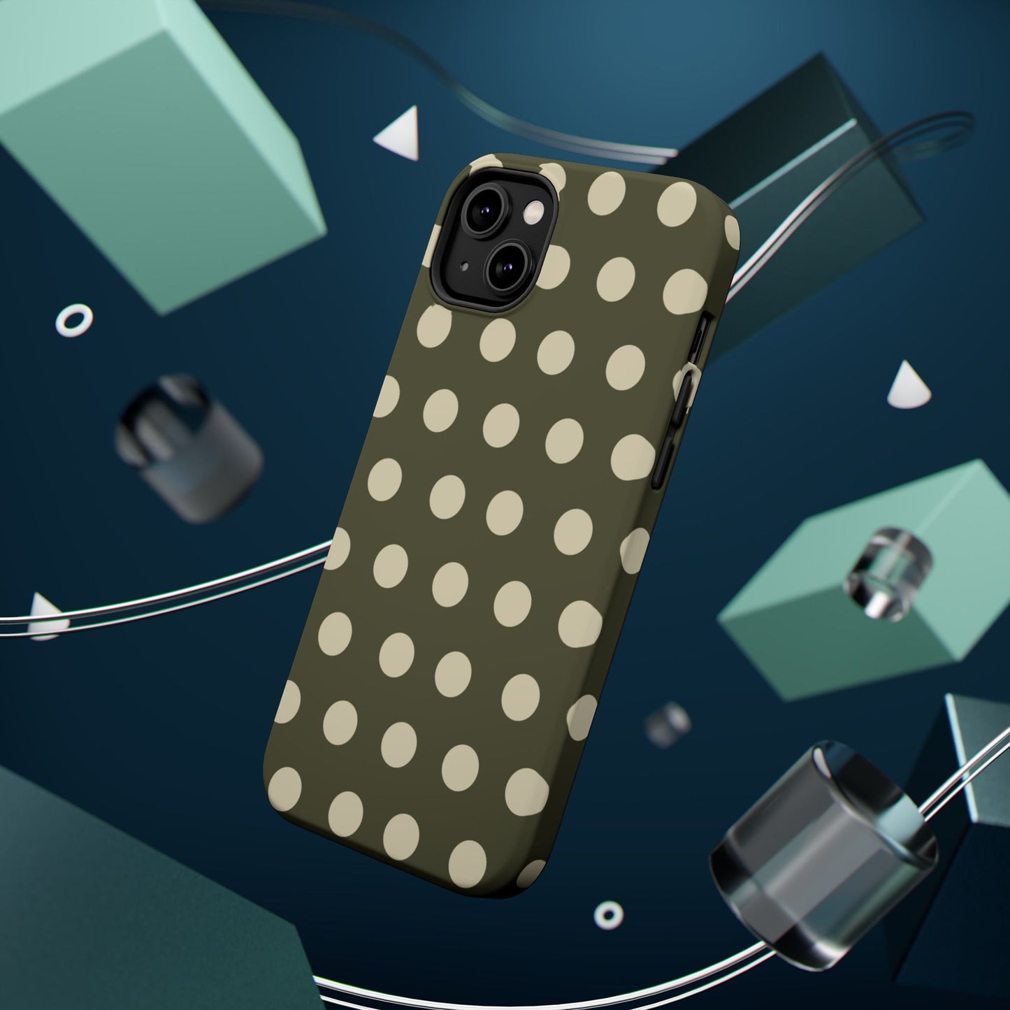 Vintage Green & Cream Polka Dots – MagSafe iPhone Case - BOGO Cases