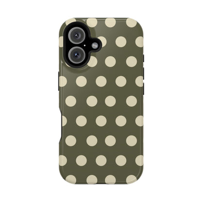 Vintage Green & Cream Polka Dots – MagSafe iPhone Case - BOGO Cases