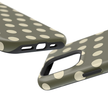 Vintage Green & Cream Polka Dots – MagSafe iPhone Case - BOGO Cases