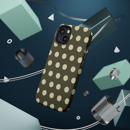 Vintage Green & Cream Polka Dots – MagSafe iPhone Case - BOGO Cases