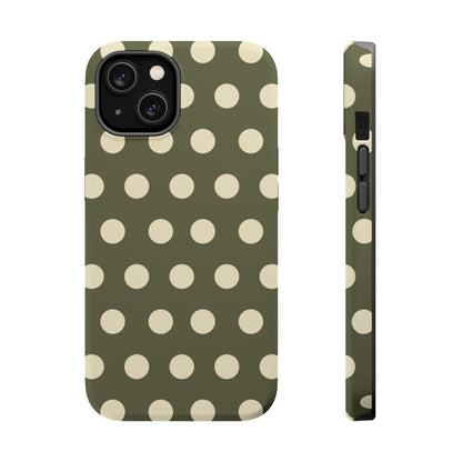 Vintage Green & Cream Polka Dots – MagSafe iPhone Case - BOGO Cases