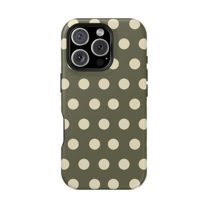 Vintage Green & Cream Polka Dots – MagSafe iPhone Case - BOGO Cases