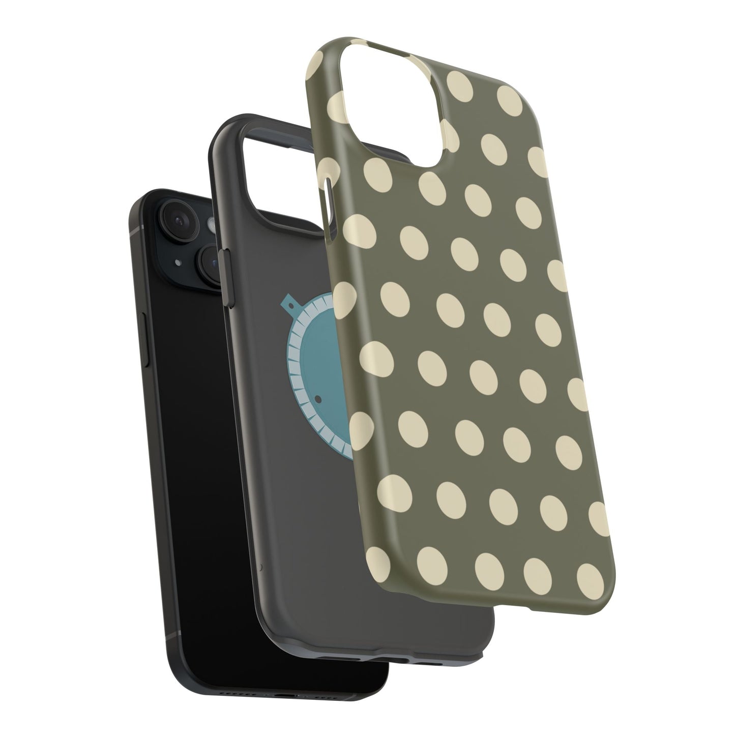 Vintage Green & Cream Polka Dots – MagSafe iPhone Case - BOGO Cases