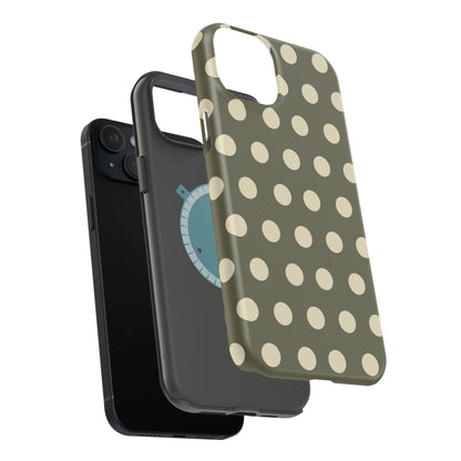 Vintage Green & Cream Polka Dots – MagSafe iPhone Case - BOGO Cases