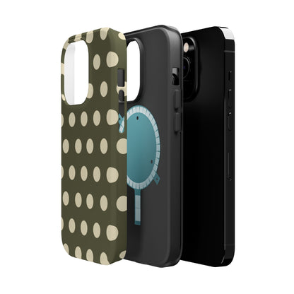 Vintage Green & Cream Polka Dots – MagSafe iPhone Case - BOGO Cases