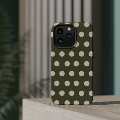 Vintage Green & Cream Polka Dots – MagSafe iPhone Case - BOGO Cases