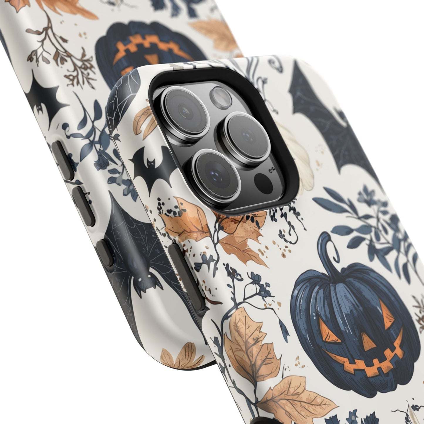 Vintage Halloween MagSafe iPhone Case – Dark Jack - o' - Lanterns, Bats, and Autumn Leaves Design - BOGO Cases