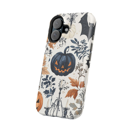 Vintage Halloween MagSafe iPhone Case – Dark Jack - o' - Lanterns, Bats, and Autumn Leaves Design - BOGO Cases