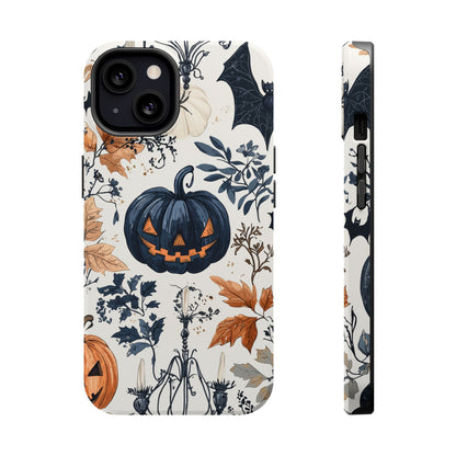 Vintage Halloween MagSafe iPhone Case – Dark Jack - o' - Lanterns, Bats, and Autumn Leaves Design - BOGO Cases