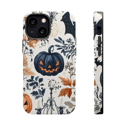 Vintage Halloween MagSafe iPhone Case – Dark Jack - o' - Lanterns, Bats, and Autumn Leaves Design - BOGO Cases