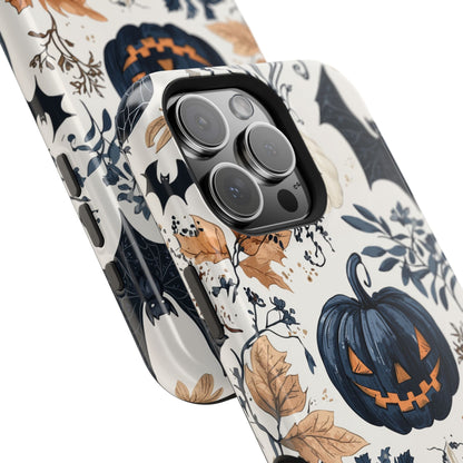 Vintage Halloween MagSafe iPhone Case – Dark Jack - o' - Lanterns, Bats, and Autumn Leaves Design - BOGO Cases