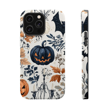 Vintage Halloween MagSafe iPhone Case – Dark Jack - o' - Lanterns, Bats, and Autumn Leaves Design - BOGO Cases