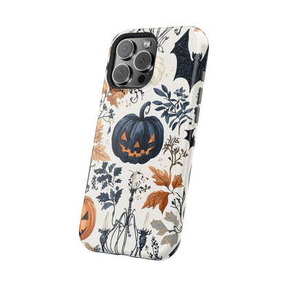 Vintage Halloween MagSafe iPhone Case – Dark Jack - o' - Lanterns, Bats, and Autumn Leaves Design - BOGO Cases