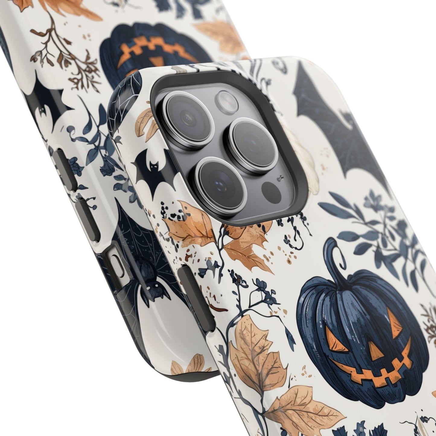 Vintage Halloween MagSafe iPhone Case – Dark Jack - o' - Lanterns, Bats, and Autumn Leaves Design - BOGO Cases