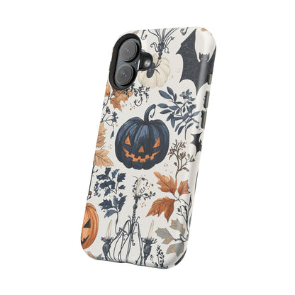 Vintage Halloween MagSafe iPhone Case – Dark Jack - o' - Lanterns, Bats, and Autumn Leaves Design - BOGO Cases