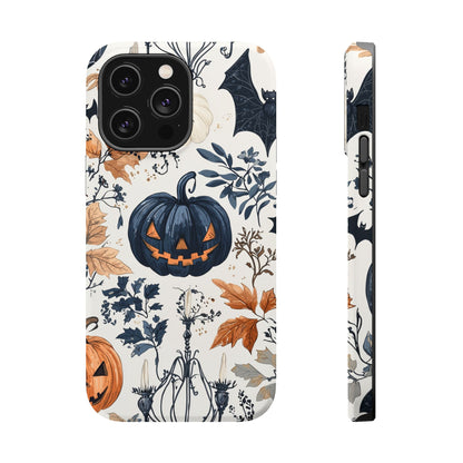 Vintage Halloween MagSafe iPhone Case – Dark Jack - o' - Lanterns, Bats, and Autumn Leaves Design - BOGO Cases