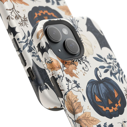 Vintage Halloween MagSafe iPhone Case – Dark Jack - o' - Lanterns, Bats, and Autumn Leaves Design - BOGO Cases