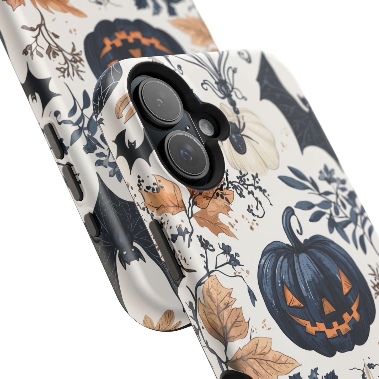 Vintage Halloween MagSafe iPhone Case – Dark Jack - o' - Lanterns, Bats, and Autumn Leaves Design - BOGO Cases