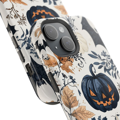 Vintage Halloween MagSafe iPhone Case – Dark Jack - o' - Lanterns, Bats, and Autumn Leaves Design - BOGO Cases