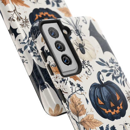 Vintage Halloween Samsung Galaxy Case – Dark Jack - o' - Lanterns, Bats, and Autumn Leaves Design - BOGO Cases