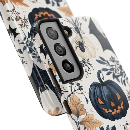 Vintage Halloween Samsung Galaxy Case – Dark Jack - o' - Lanterns, Bats, and Autumn Leaves Design - BOGO Cases