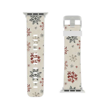 Vintage Red and Gray Snowflake Pattern Apple Watch Band - BOGO Cases