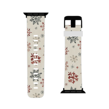 Vintage Red and Gray Snowflake Pattern Apple Watch Band - BOGO Cases