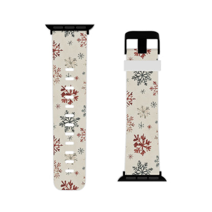 Vintage Red and Gray Snowflake Pattern Apple Watch Band - BOGO Cases
