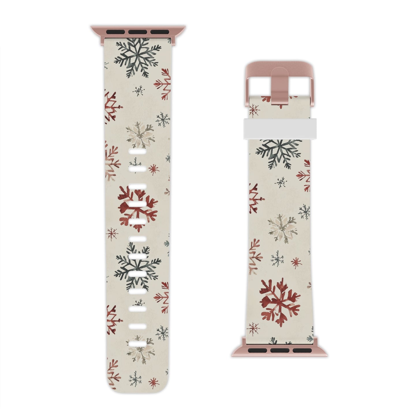 Vintage Red and Gray Snowflake Pattern Apple Watch Band - BOGO Cases