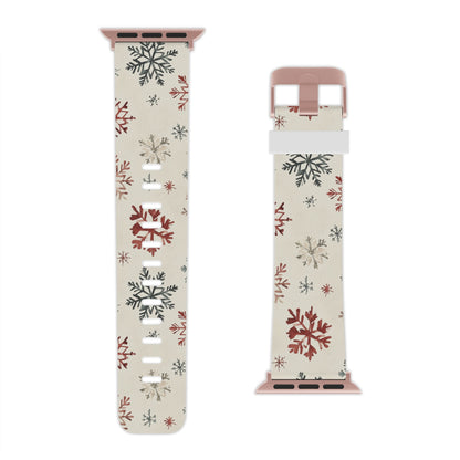 Vintage Red and Gray Snowflake Pattern Apple Watch Band - BOGO Cases