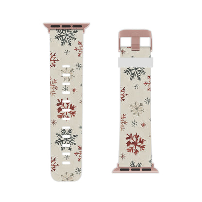 Vintage Red and Gray Snowflake Pattern Apple Watch Band - BOGO Cases