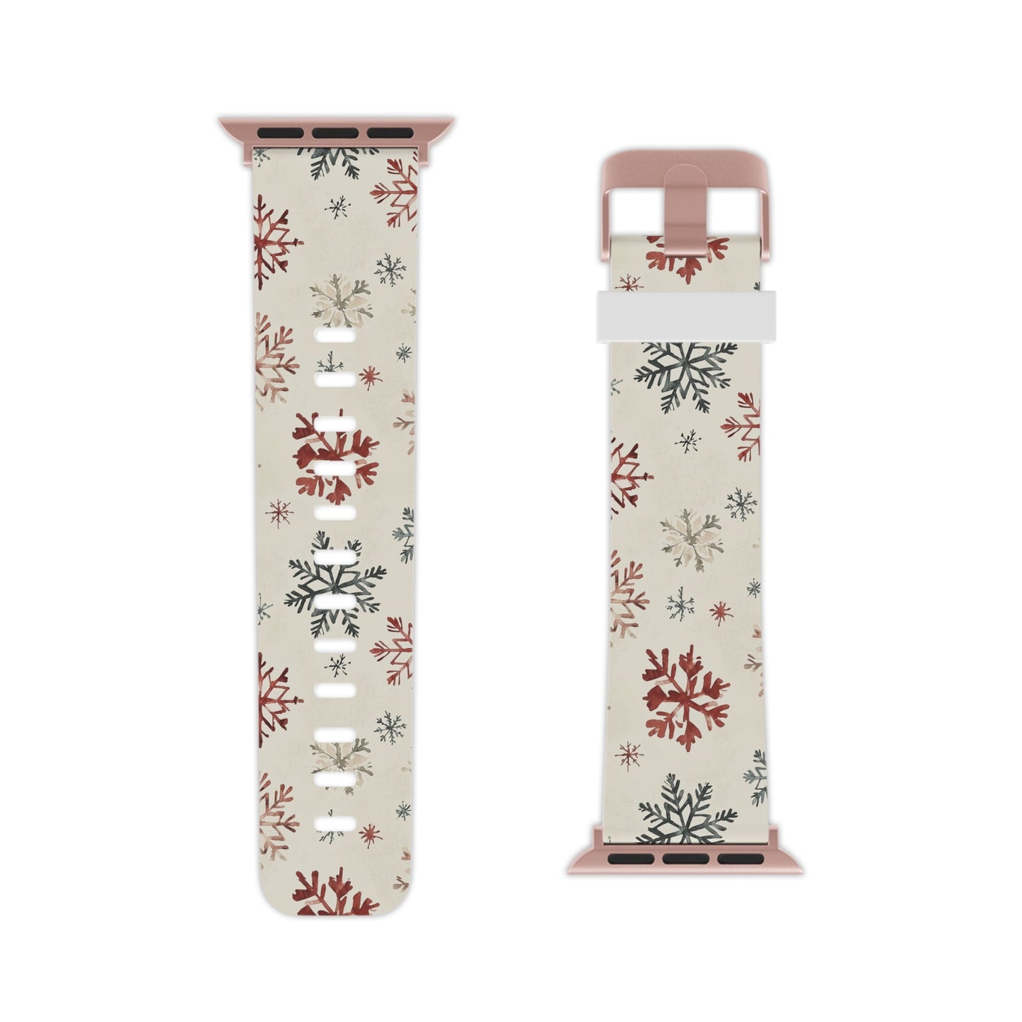 Vintage Red and Gray Snowflake Pattern Apple Watch Band - BOGO Cases