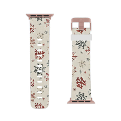 Vintage Red and Gray Snowflake Pattern Apple Watch Band - BOGO Cases