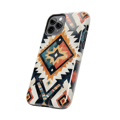 Vintage Southwestern Diamond Tough iPhone Case – Rustic Tribal Design, Dual - Layer Protection - BOGO Cases