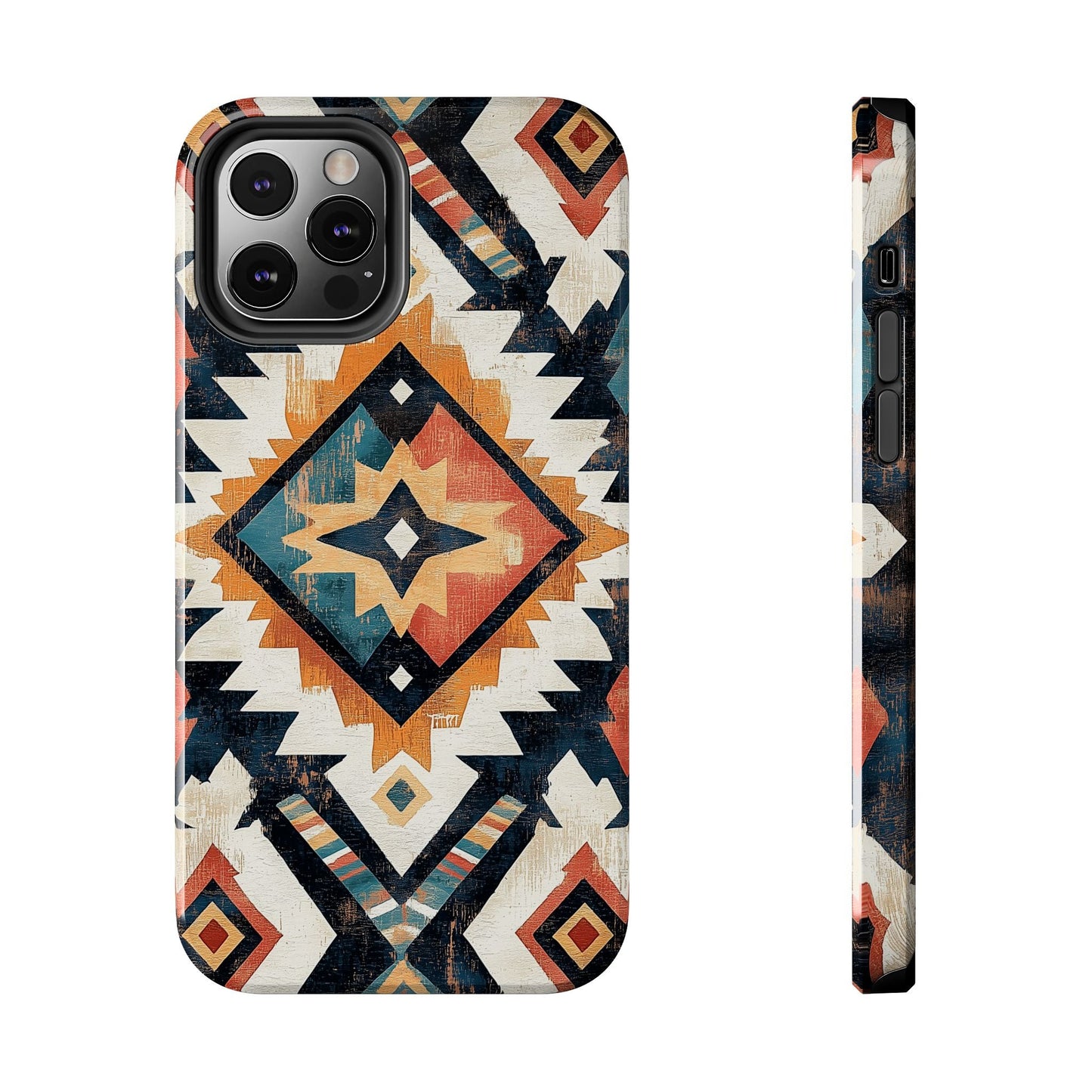 Vintage Southwestern Diamond Tough iPhone Case – Rustic Tribal Design, Dual - Layer Protection - BOGO Cases